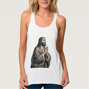 Vintage-Stich Mann betend religiöses Shirt Desi