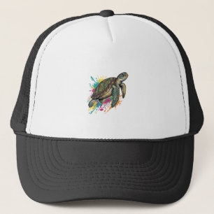 Vintage-Stich-Schildkröte-Farbsplash-Shirt_1 Truckerkappe