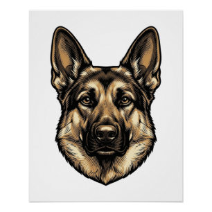 Vintage-Stich-Shepherd-Hund-Vektordesign_1 Poster