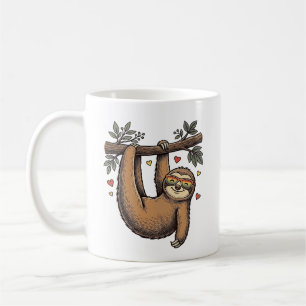 Vintage-Stich Sloth Herz Regenbogen-Shirt-Design Kaffeetasse