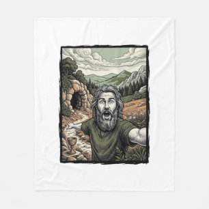 Vintage-Stich überraschte bärtige Porträt-Design Fleecedecke