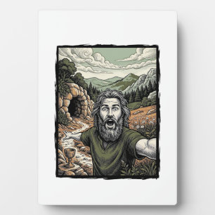 Vintage-Stich überraschte bärtige Porträt-Design Fotoplatte