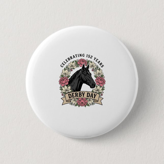 Vintage-Stichflamme-Pferd-Grafikdesign Button (Vorderseite)
