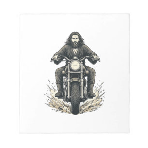 Vintage-Stichmotorradfahrer-Vektor-Design_1 Notizblock