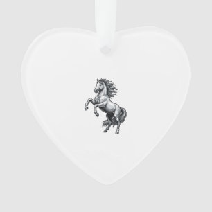Vintage-Stichzeichnung Aufbäumendes Pferd Vektor-D Ornament