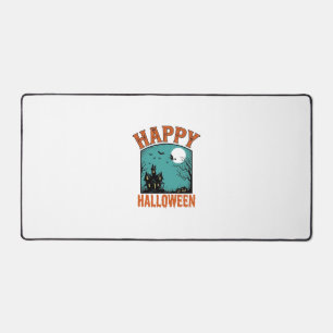 Vintage-Stichzeichnung Frohes Halloween Spukhaus D Schreibtischunterlage
