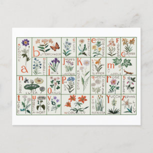 Vintage Stickerei-Alphabet-Muster Wildblumen Postkarte