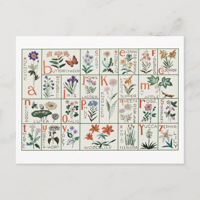 Vintage Stickmustertücher | WILDBLUMEN Postkarte (Vorderseite)