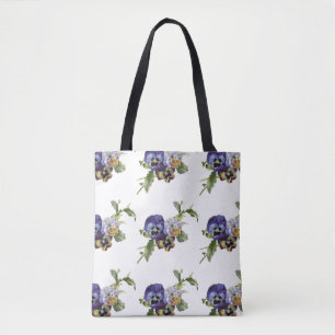 Vintage-Stiefmütterchen-Blumenstrauß - Tasche