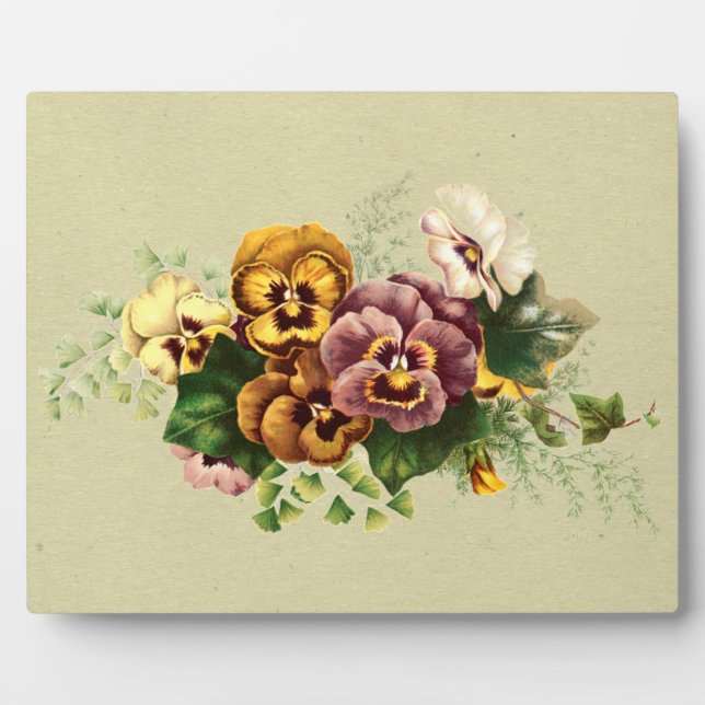Vintage Stiefmütterchen Bouquet Fotoplatte (Vorderseite)