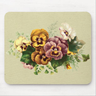 Vintage Stiefmütterchen Bouquet Mousepad