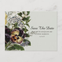 Vintage Stiefmütterchen Save the Date Postkarte
