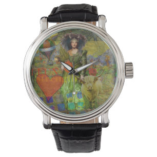 Vintage Stier-Klassiker Frauenporträt Gothic Art Armbanduhr