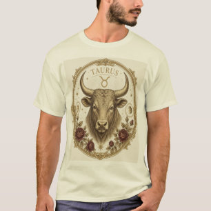 Vintage-Stier-Zodiac-Bulle-Kunst T-Shirt