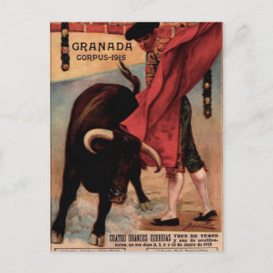 Vintage Stierkampf Reise-Postkarte aus Spanien Postkarte