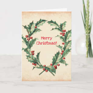 Vintage Stil Holly Weihnachtskarte Karte