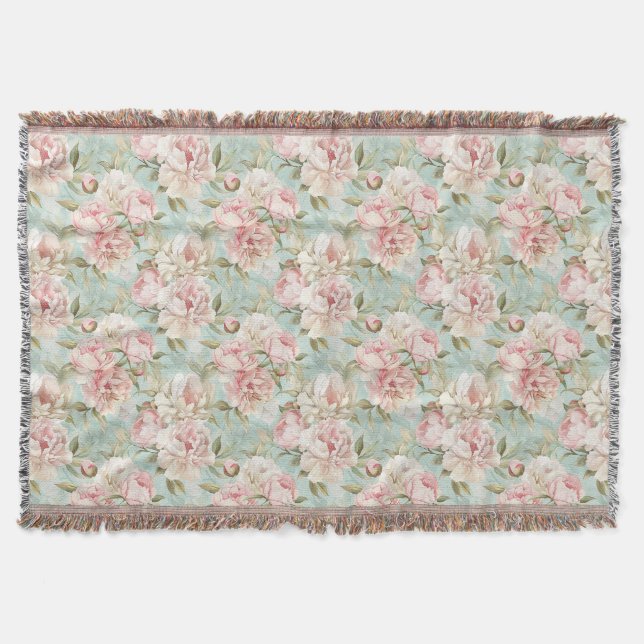 Vintage-Stil neutrales Blumenmuster Decke (Vorderseite)