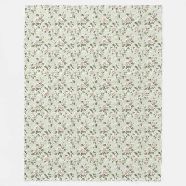 Vintage-Stil neutrales Blumenmuster Fleecedecke (Vorderseite)