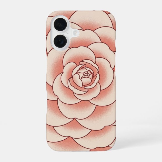 Vintage stilisierte Kamelie iPhone 16 Hülle (Rückseite)