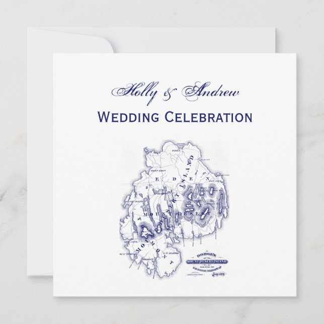 Vintage stilisierte Mount Desert Island MN Karte B (Vorderseite)