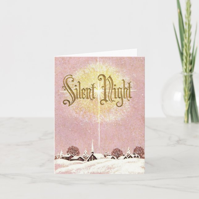 Vintage Stille Nacht Weihnachten Karte (Vorderseite)