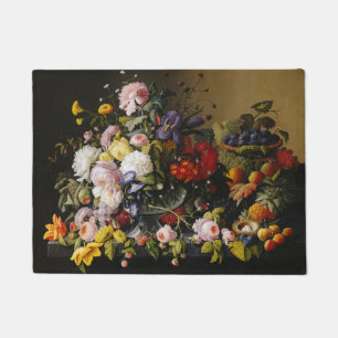 Vintage Stillleben Blume und Früchte Fußmatte