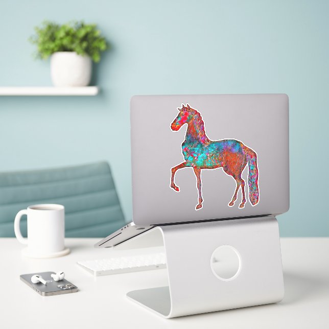 Vintage Stilpferde Art Cut Out Sticker (Laptop auf Schreibtisch)