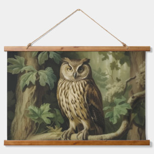 Vintage Stilschüssel im verzauberten Wald Wandteppich Mit Holzrahmen