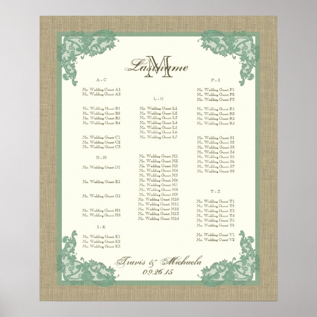 Vintage Stilspitze Design Sage Green AZ Poster (Vorne)