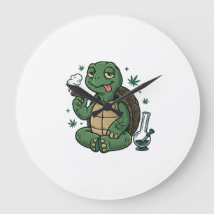 Vintage Stoner Turtle Vector-Shirt-Design_1 Große Wanduhr