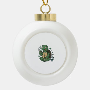 Vintage Stoner Turtle Vector-Shirt-Design_1 Keramik Kugel-Ornament