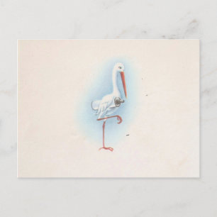 Vintage Storch Postkarte