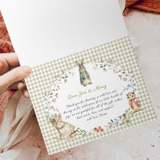 Vintage Storybook Woodland Bunny Baby Shower Dankeskarte
