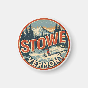 Vintage Stowe, VT Outdoor-Winterwanderwege-Skipist Magnet