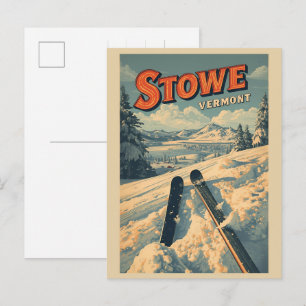 Vintage Stowe, VT Outdoor-Winterwanderwege-Skipist Postkarte