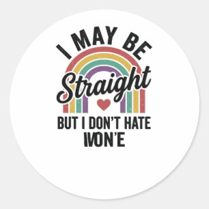 Vintage Straight But Kind Regenbogen-Stolz-Shirt_1 Runder Aufkleber