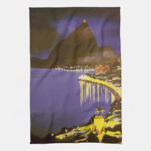 Vintage Strand bei Nacht in Rio De Janeiro, Brasil Handtuch