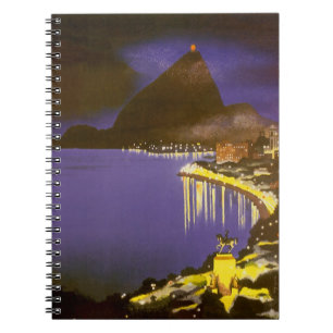Vintage-Strand bei Nacht in Rio De Janeiro, Brasil Notizblock