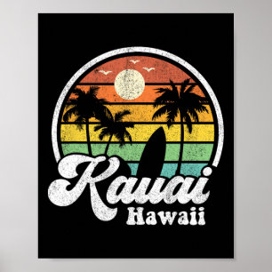 Vintage Strand Kauai Hawaii Surfen Hawaiian Surfen Poster