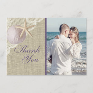 Vintage-Strand-Lila-Flachkarte Danke
