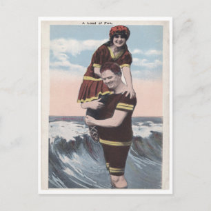 Vintage Strand-Paar Postkarte