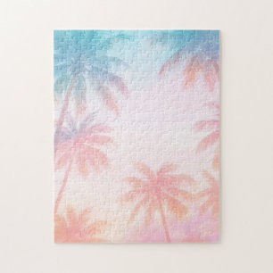 Vintage-Strand-Sonnenuntergang-Palmen-Pastell     