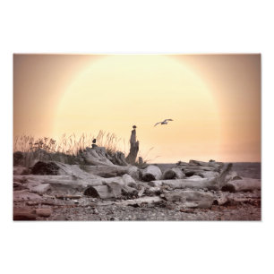 Vintage Strand-Szene Fotodruck