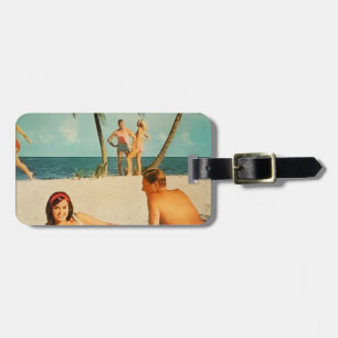 Vintage Strand Szene Gepäckanhänger