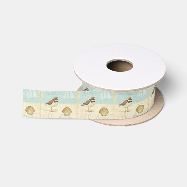 Vintage Strand-Szene Satinband (Spule)