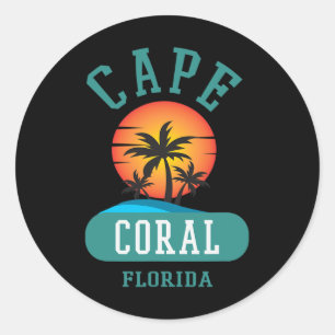 Vintage Strände von Capcoral Florida Runder Aufkleber