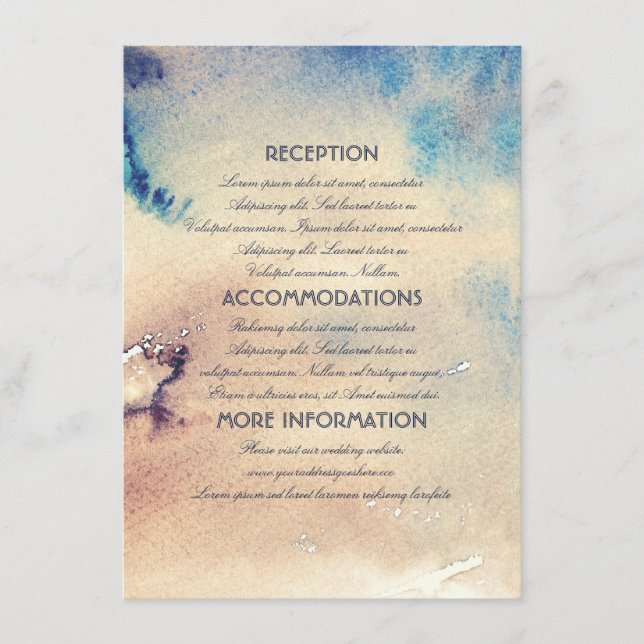 Vintage Strandfarben Hochzeitsinformationen Begleitkarte (Vorderseite)