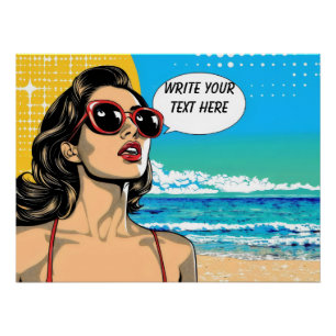 Vintage Strandfrau Poster
