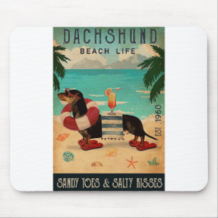Vintage-Strandleben-Cocktail-Dachshund Mousepad
