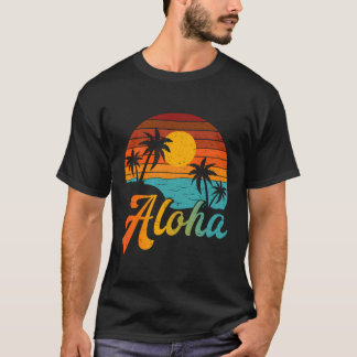 Vintage-Strandpalmen Aloha Hawaii Familienurlaub T-Shirt